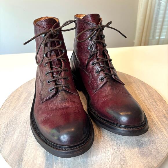 Officine Creative Burgundy Pebbled Leather Combat Boots Italy EU 42.5 US 10.5 main image 8